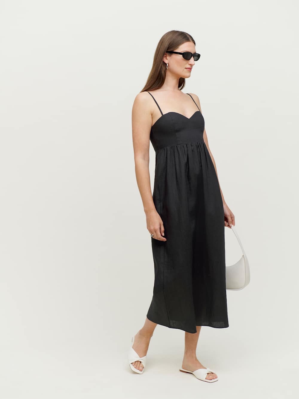 New Reformation Odette Black Linen Midi Dress Size 4